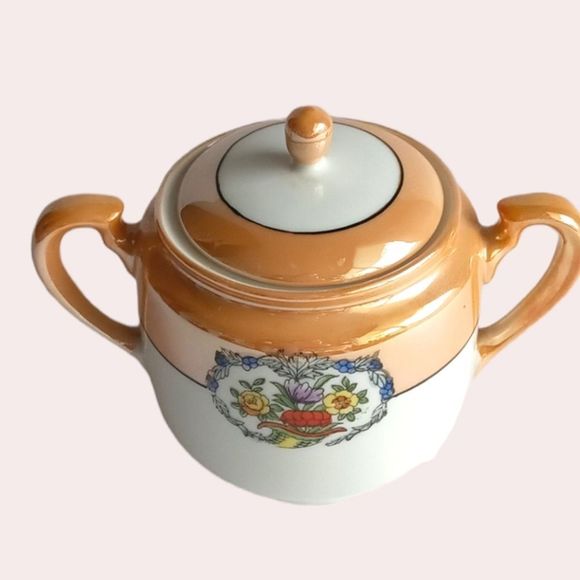 Vintage Noritake Lusterware Sugar Bowl Signed M Handpainted - Picture 5 of 7